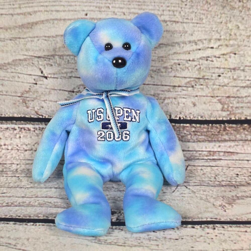TY Beanie Baby Deuce US Open 2006 Blue Bear Plush